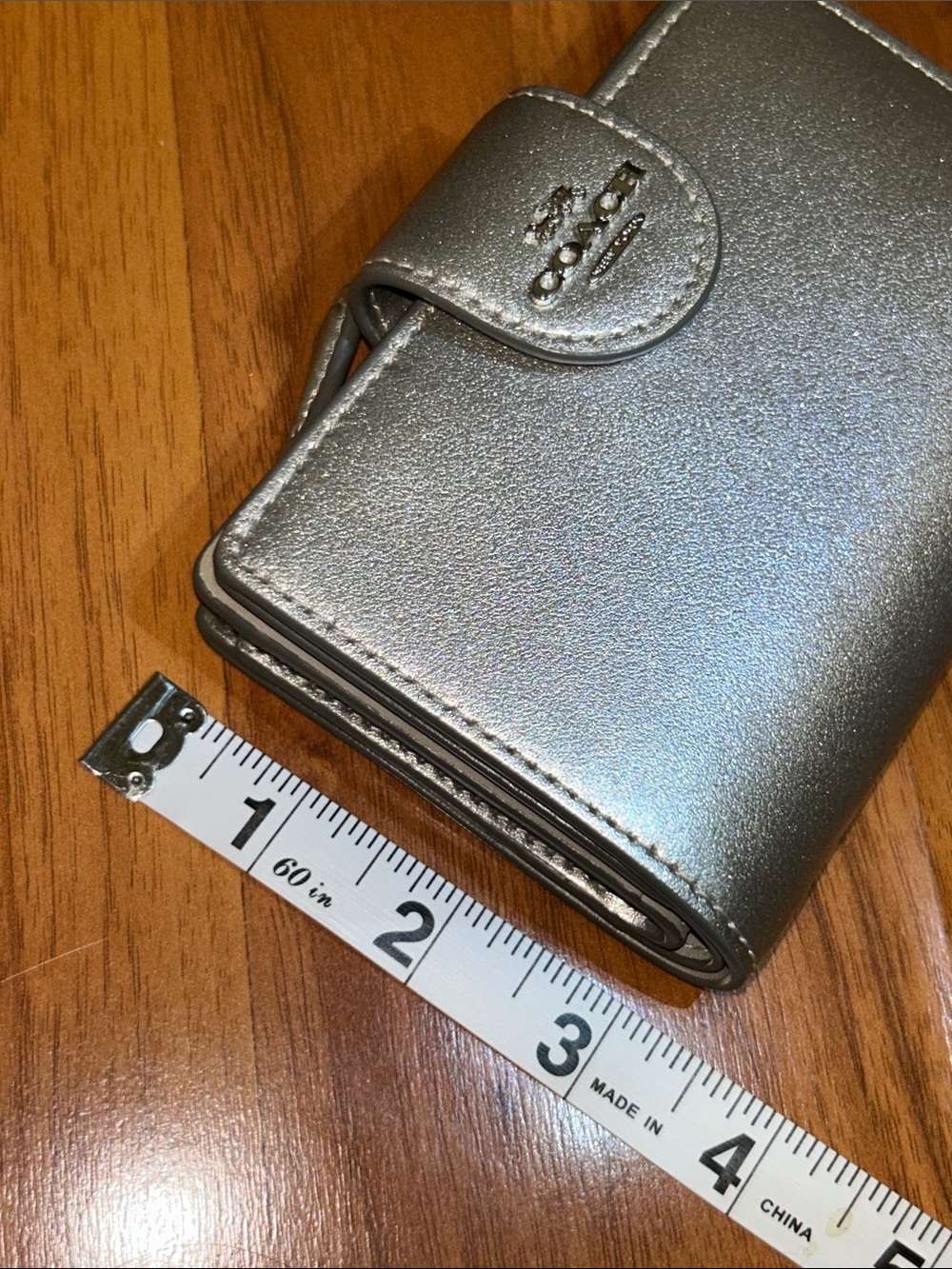 Coach Silver Metallic Medium Corner Zip Wallet - Picture 4 of 12